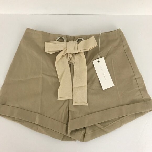 Lush Khaki Tan High Waist Tie Front Shorts NWT - Picture 1 of 8